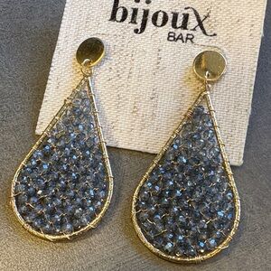 Wire-wrapped Blue Crystal Teardrop Earrings